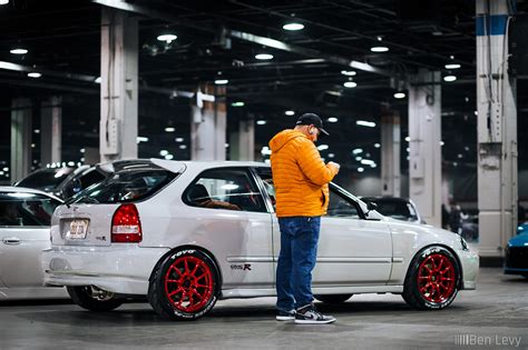 Grey EK Civic Hatchback On Red Wheels BenLevy