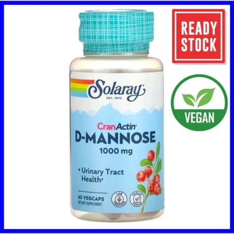 Solaray D Mannose Cran Actin Urinary Tract Health 1000mg 60 Veggie