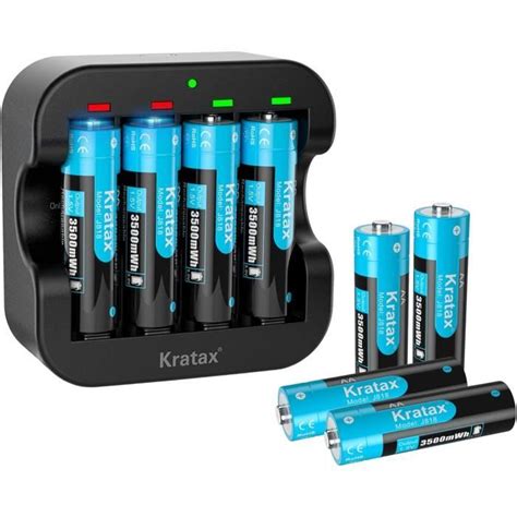 Lot De 8 Piles Au Lithium Rechargeables Aa 1 5 V Avec Chargeur De