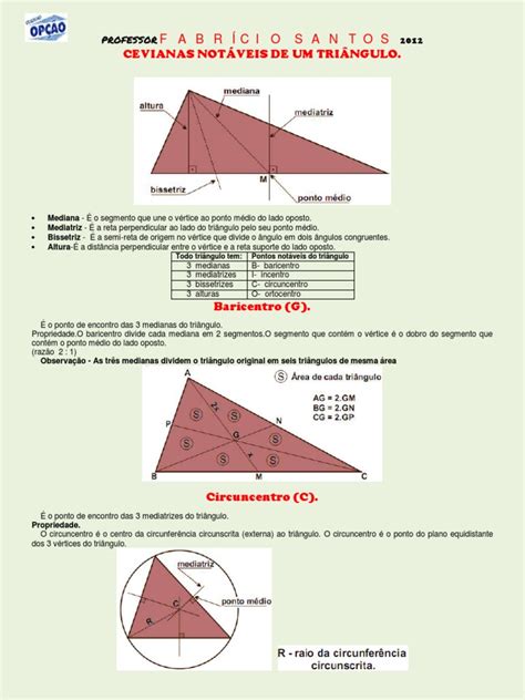 Cevianas De Um Triangulo - Cevianas Notáveis de Um Triângulo | Download grátis PDF | Geometria ...