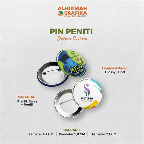 Jual Pin Peniti Custom Ukuran 44mm58mm74mm Shopee Indonesia