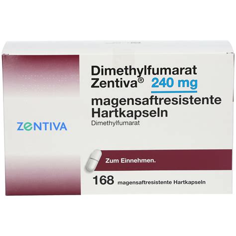 DIMETHYLFUMARAT Zentiva 240 mg magensaftr.Hartk. 168 St mit dem E ...