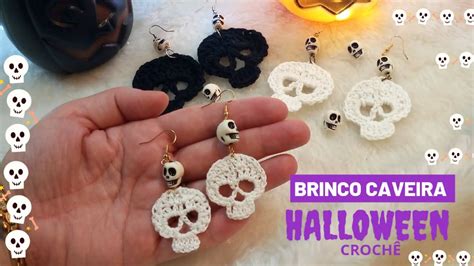 Brinco Caveira Em Croch Halloween Timo Para Usar Como Aplique