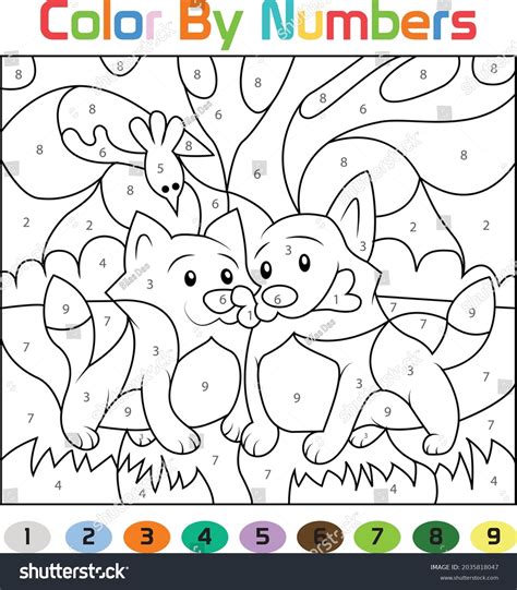 Dog Coloring Page Color By Numbers Stock Vector (Royalty Free ...