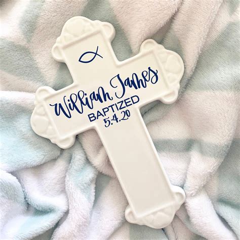 Baptism Wall Cross Personalized Boys Baptism Cross White Etsy