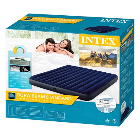 Intex Dura Beam Standard Classic Downy Inflatable Mattress Blue Trekkinn