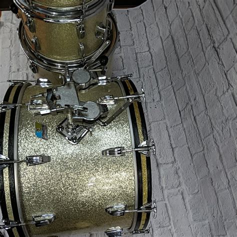 Ludwig Vintage 4pc 1970s Silver Sparkle Drum Kit Evolution Music