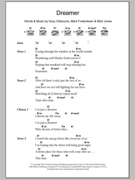 Dreamer by Ozzy Osbourne - Guitar Chords/Lyrics - Guitar Instructor