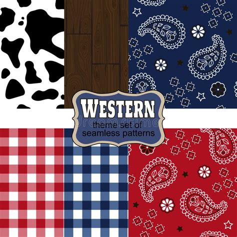 Theme Westerns Set Of Seamless Patterns Stock Vector Illustration Of