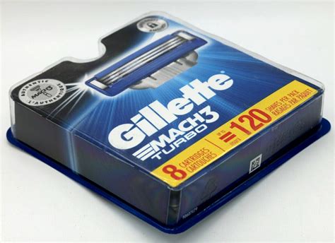 Gillette Mach3 Turbo Razor Blade Refills New Sealed Package Of 8