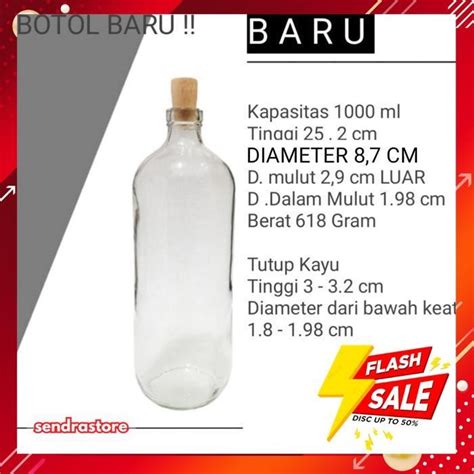 Jual Botol Bensin Liter Baru Tutup Plug Botol Kaca Bening Bolles