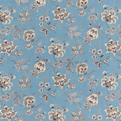 Wedgewood Blue Floral Prints Upholstery Fabric By The Yard KB347 KOVI