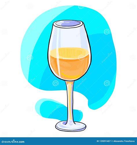 White Wine Glass Hand Drawn Style Vector Illustration Isolated On White Stock Vector