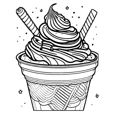 Ice Cream Sundae Coloring Page Creative Fabrica