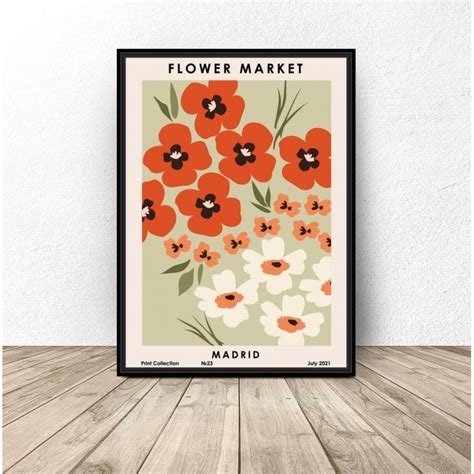 Plakat vintage z kwiatami Flower Market Madrid Grafiki od 39zł