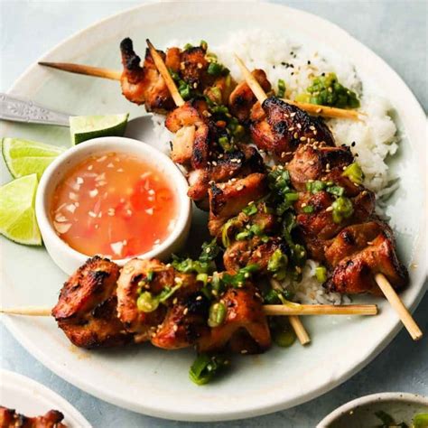 Lemongrass Grilled Chicken Skewers With Nuoc Cham Lindsey Eats