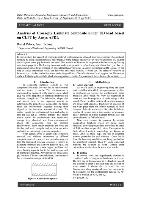 Analysis Of Cross Ply Laminate Composite Under Ud Load Based On Clpt By