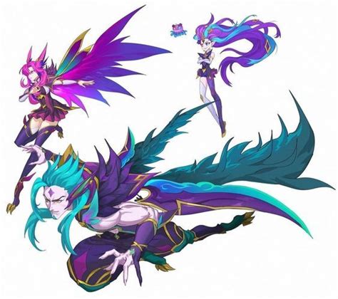 Xayah Rakan Zoe Guardianes Estelares Dibujos Arte De Personajes