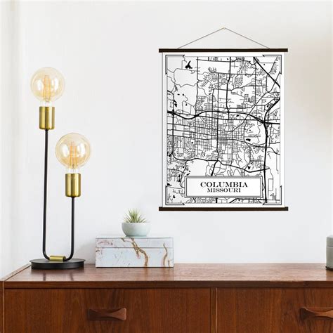 Columbia Missouri Street Map Hanging Canvas Map of Columbia Printed ...