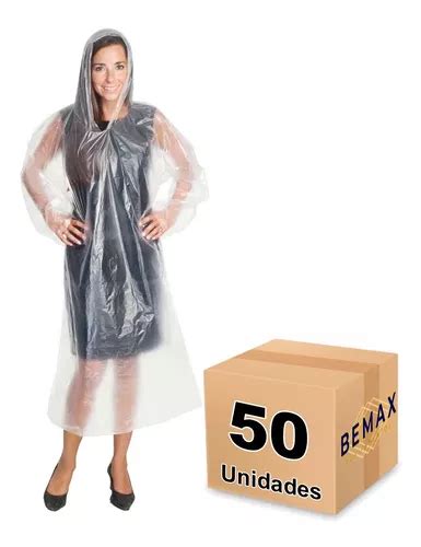 Kit 50 Capa De Chuva Transparente Descartável Unissex Parcelamento