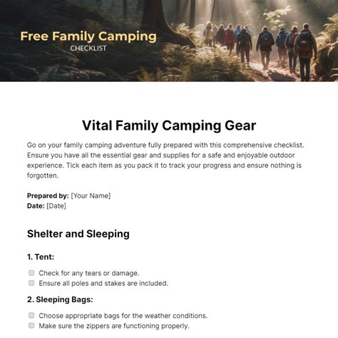 Free Family Camping Checklist Template - Edit Online & Download ...