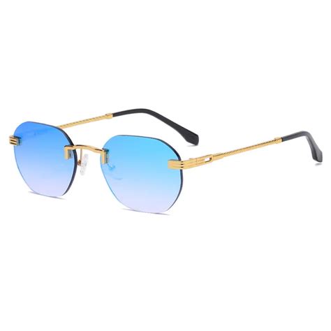 2022 Rimless Square Sunglasses Men Women Uv400 Small Gradient Frameless Sun Glasses For Men