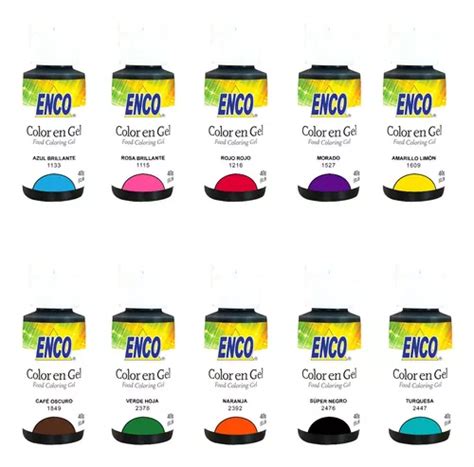 Colorantes En Gel Enco De 40 G Paquete De 10 Colores Básicos Meses