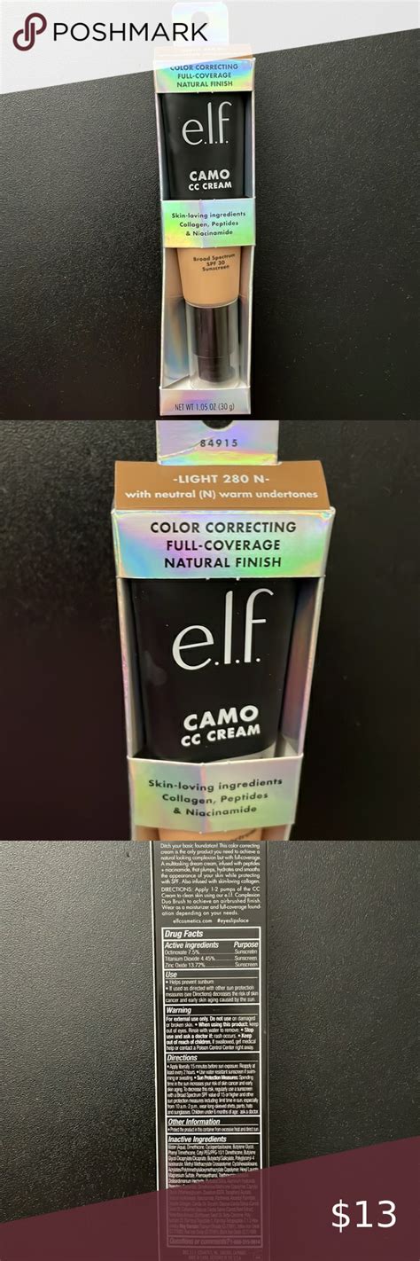 E L F Camo CC Cream Shade Light 280N Neutral N Warm Undertones