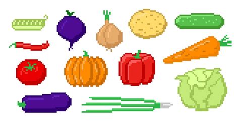 Pixel Vegetables In Retro Style 22902527 Vector Art At Vecteezy