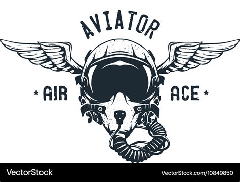 Fighter pilot helmet emblem Royalty Free Vector Image