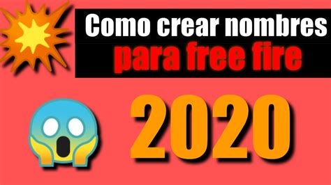 Cómo CREAR NOMBRES PARA FREE FIRE 2020 en android YOSHI GP YouTube