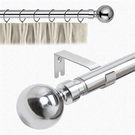 Aspire Homeware Curtain Poles Metal Plain Ball Extendable Curtain Pole