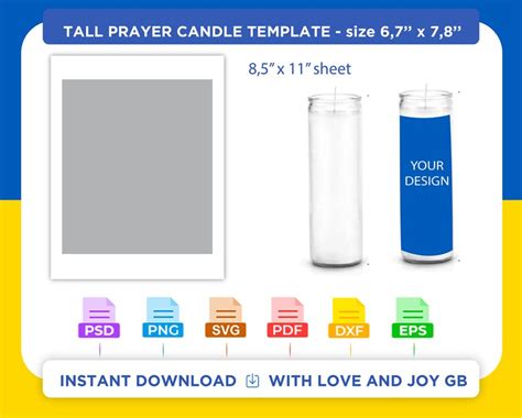 Tall Prayer Candle Template Svg Png Dxf Eps Label Etsy