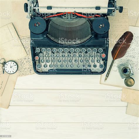 Antique Typewriter Vintage Office Tools Vintage Background Stock Photo