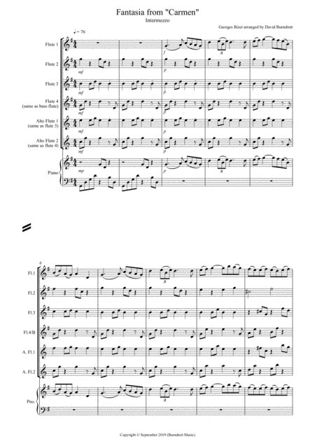 Intermezzo Fantasia From Carmen For Flute Quartet Arr David