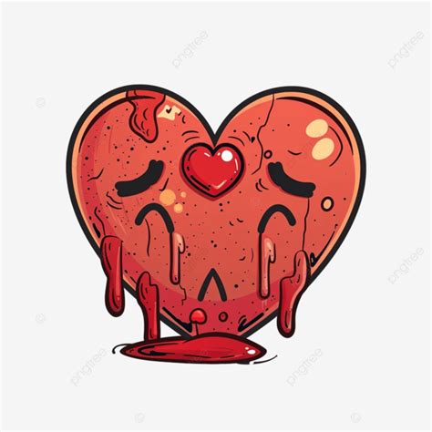 Flat Color Style Cartoon Love Sick Heart Heart Organ Internal Png