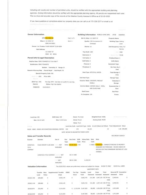 Exhibit 10, Washoe County Assessor, APN: 011-041-11. Plaza Resort Club ...