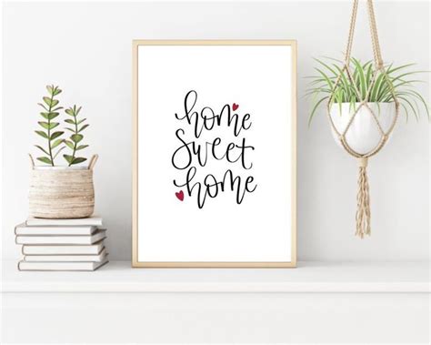 Home Sweet Home Modern Calligraphy Wall Art Print Hand Lettered