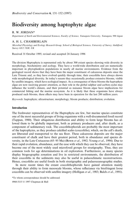 (PDF) Biodiversity among haptophyte algae