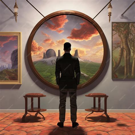 Premium Ai Image A Painting Of A Man Standing In Front Of A Painting