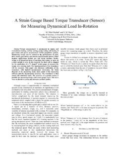 A Strain Gauge Based Torque Transducer Sensor A Strain Gauge