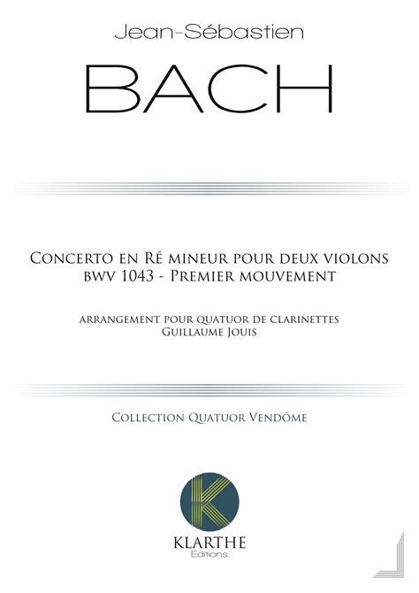 Partitions Concerto en ré mineur pour deux violons 1er mvt J S Bach