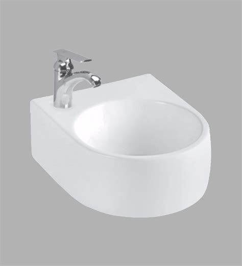 Buy U Shape Ceramic White Wall Mounted Wash Basin L W H