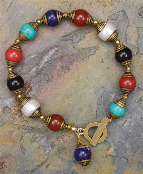 Multi Gemstone Tibetan Bead Bracelet Beaded Bracelets Artisan