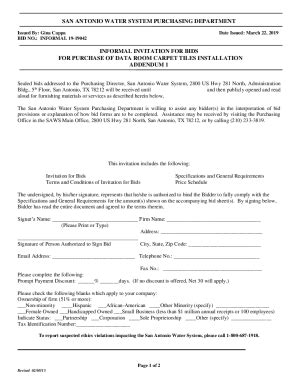 Fillable Online Formal Invitation For Bids For The One Time Purchase Of