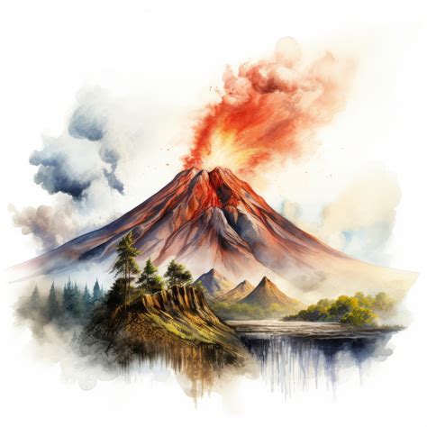 Premium Photo Hyper Realistic Watercolor Illustration Of Volcanic