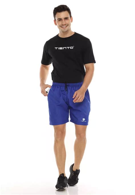 Jual Tiento Tiento Short Running Pants With Zipper Blue Celana Pendek