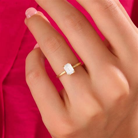 Emerald Cut Solitaire Engagement Ring 14k 18k 10k Gold Etsy