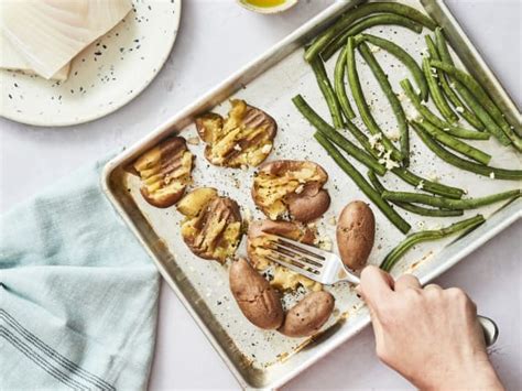 Pacific Halibut Sheet Pan Meal With Crispy Smashed Potatoes Wild Alaskan Company