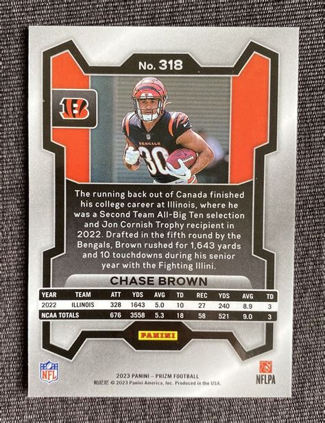 Panini Prizm Football Chase Brown Rookie Rc Cincinnati